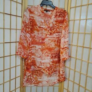 Zac & Rachel Floral Offset Hem Tunic Blouse S